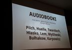 Ekran z prezentacją na temat audiobooków