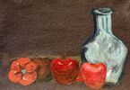 Obraz przedstawiający wazon i owoce