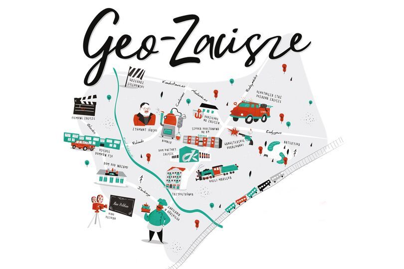 Mapa Zacisza z 16 lokalizacjami